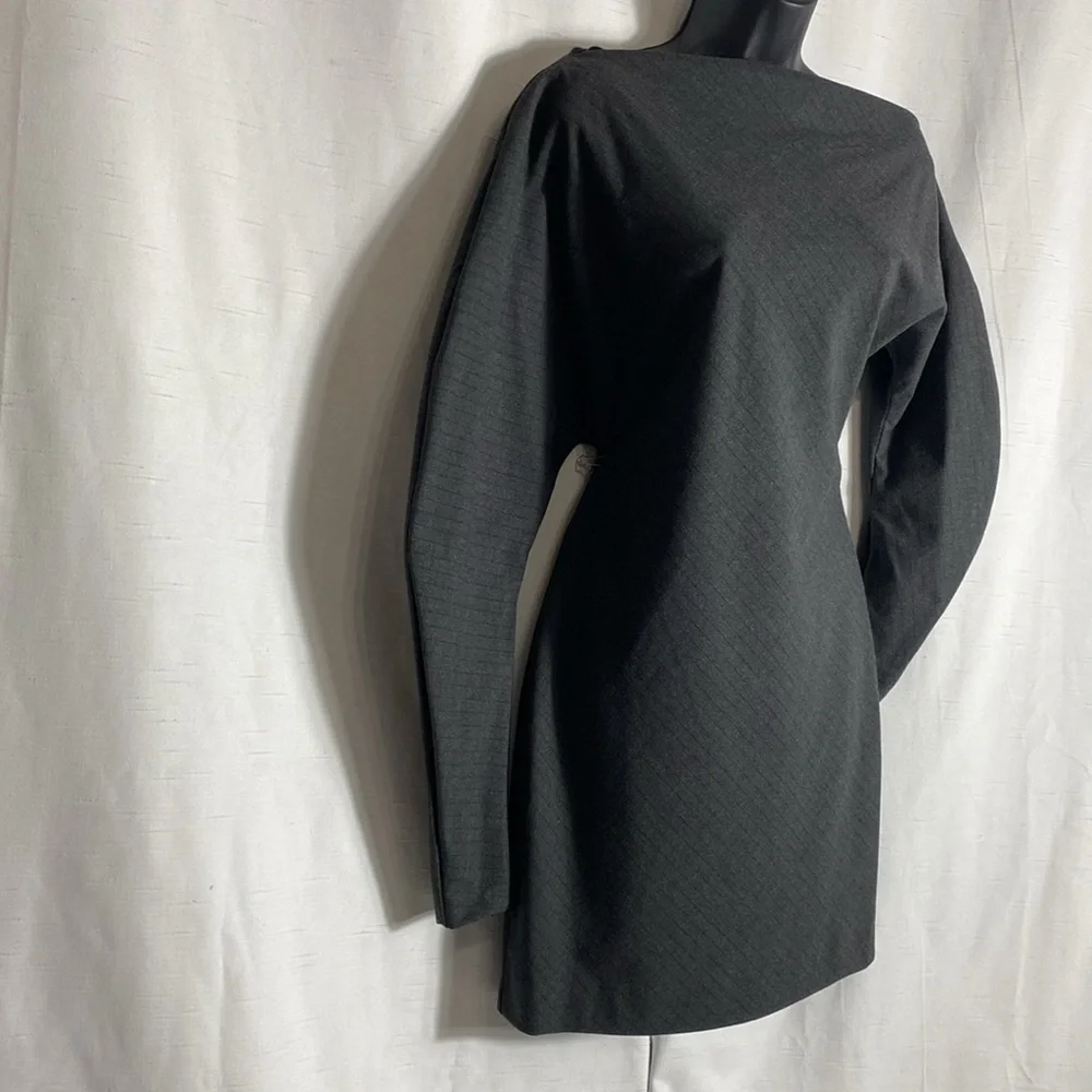 Zara Striped Gray Mini Dress Long Sleeves Size S